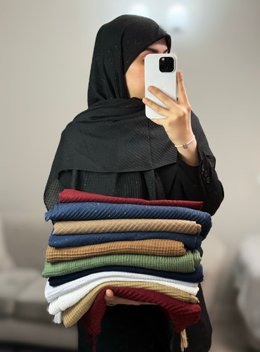 روسری پلیسه سوپر نخ قواره ۱۴۰ مدل 5588